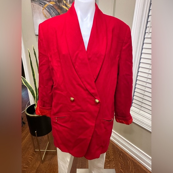 Vintage Evans Wool Red Blazer Size 18 - Picture 1 of 13